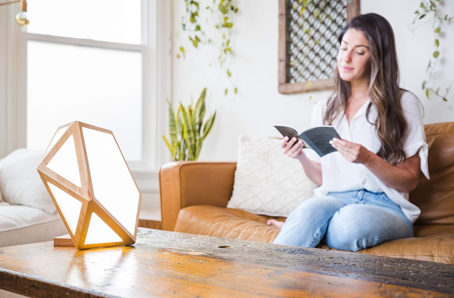 Daybright Light Therapy Lamp Full Spectrum, 10,000 LUX, Uv-Free, Full Size, Adjustable Light, Happy Light, Sun Lamp, Sunlight Lamp for Daylight Feelings - Crafted from Solid Wood