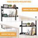 3-Tier Clamp-On Desk Shelving Unit with Under-Desk Cable Management Tray for Table Accessories, Gaming Devices, and More, Storage Tray, Desktop Organizer, Black