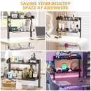 3-Tier Clamp-On Desk Shelving Unit with Under-Desk Cable Management Tray for Table Accessories, Gaming Devices, and More, Storage Tray, Desktop Organizer, Black