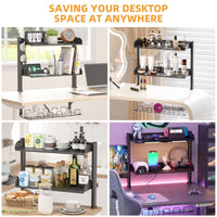 3-Tier Clamp-On Desk Shelving Unit with Under-Desk Cable Management Tray for Table Accessories, Gaming Devices, and More, Storage Tray, Desktop Organizer, Black