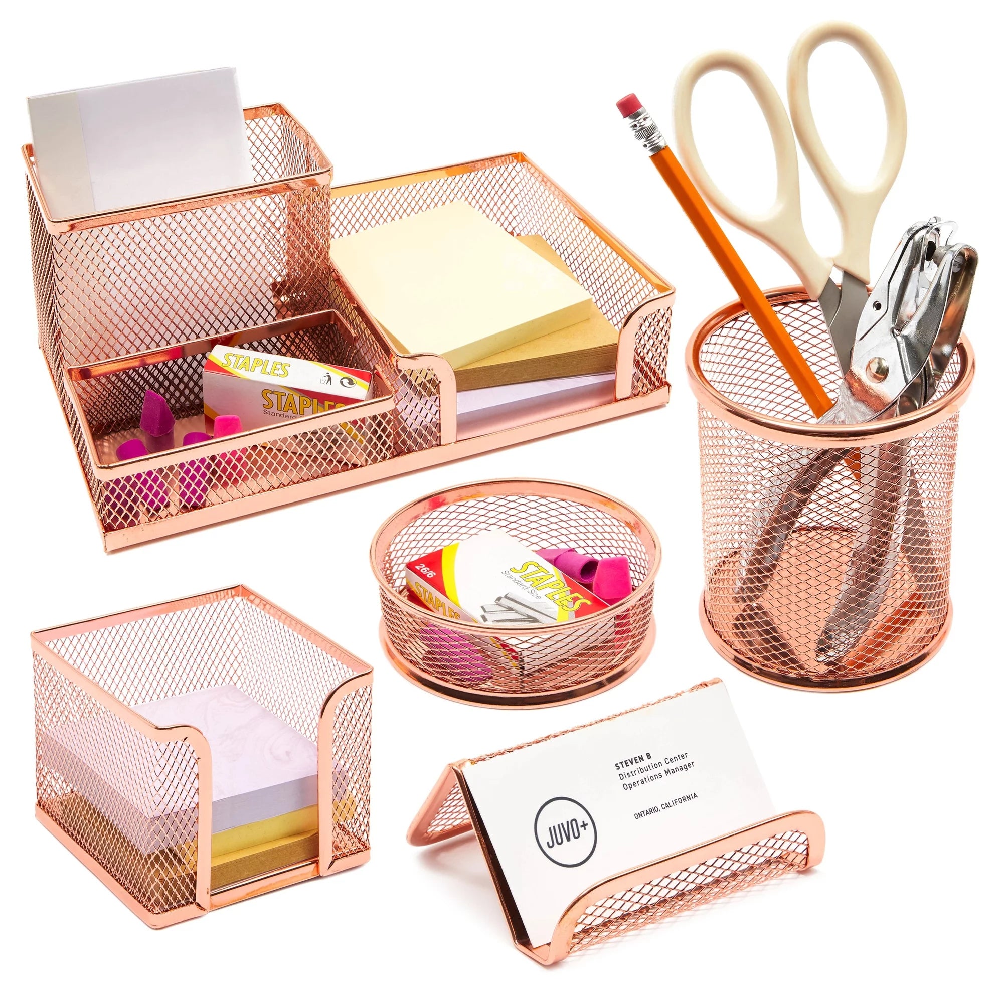 Rose Gold Desk Organizer Set