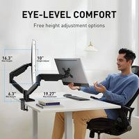 Dual Monitor Stand for Desk-Monitor Arms for 2 Monitors with C Clamp, Grommet Mounting Base for 13-32 Inch Computer Screens - Full Adjustable Monitor Mount Swivel Each Arm Holds 19.8Lbs