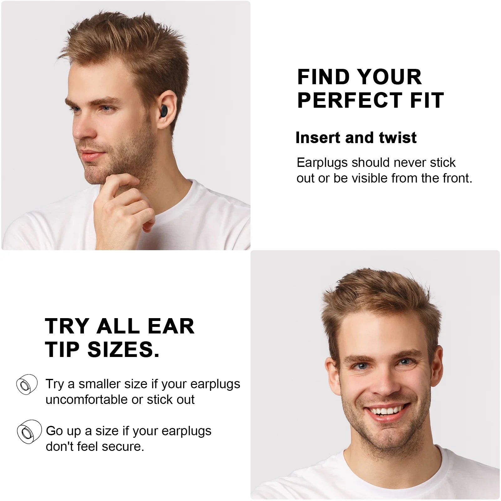 Ear Plugs for Noise Reduction, Reusable Hearing Protection in Flexible Silicone for Sleep, Black