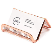 Rose Gold Desk Organizer Set for Home Office Supplies and Accessories, Includes Mesh Wire Pen, Pencil, Business Card, Note, and Paper Clip Holders