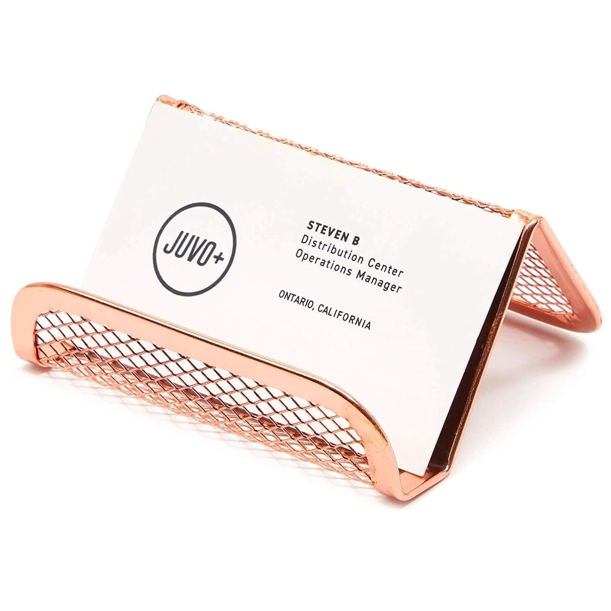 Rose Gold Desk Organizer Set for Home Office Supplies and Accessories, Includes Mesh Wire Pen, Pencil, Business Card, Note, and Paper Clip Holders