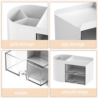 Office Desk Organizer with Drawer, Office Supplies and Desk Accessories,Pen Storage Box (White)