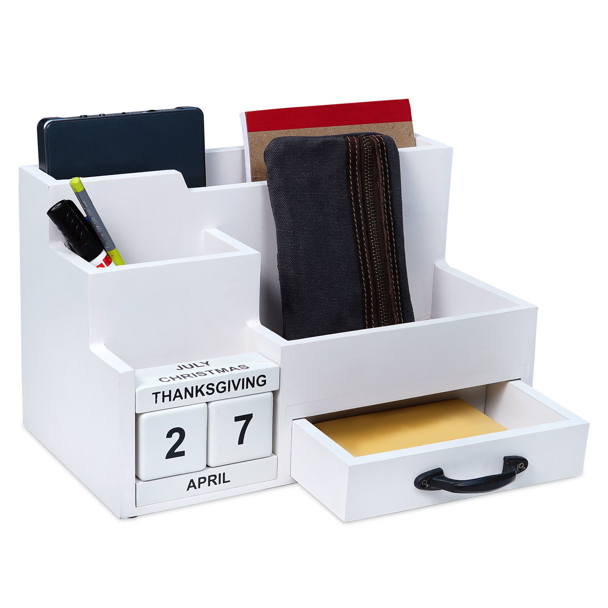 Wood Mail Desk Organizer with Drawers