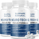 (3 Pack) Neuro Tech IQ Brain Supplement Neurotech Iq Focus Formula Pills (180 Ca