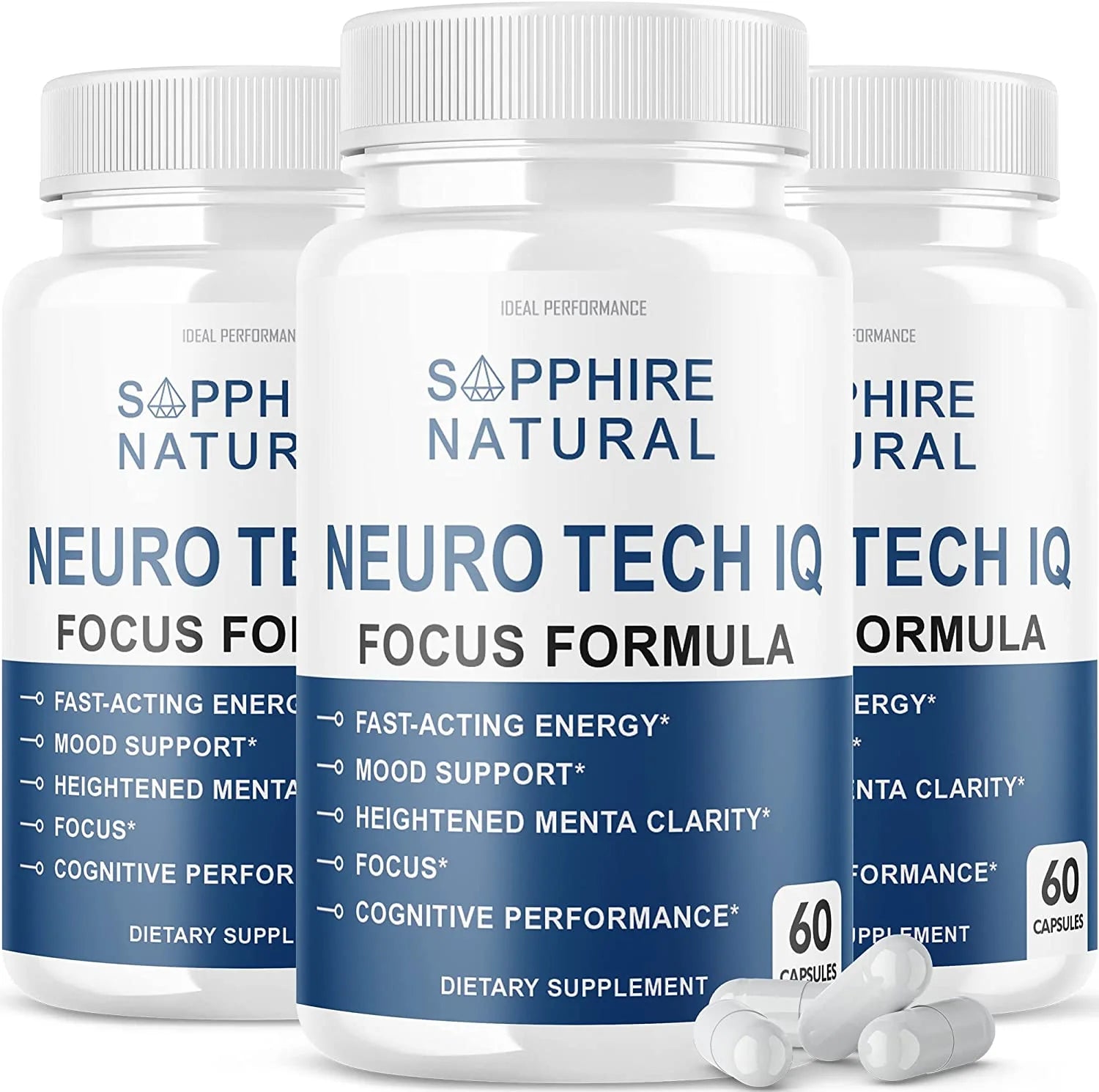 Neuro Tech IQ Brain Supplement Neurotech Iq Focus Formula Pills Mushroom Complex Supplement 10 Blend 90 Capsules (3-Pack)