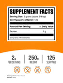 Bulksupplements Taurine Powder - Gluten Free, 2G per Serving - 250 Grams (8.8 Oz) - 125 Servings
