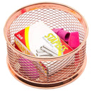 Rose Gold Desk Organizer Set for Home Office Supplies and Accessories, Includes Mesh Wire Pen, Pencil, Business Card, Note, and Paper Clip Holders
