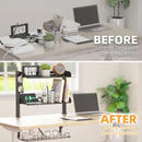 3-Tier Clamp-On Desk Shelving Unit with Under-Desk Cable Management Tray for Table Accessories, Gaming Devices, and More, Storage Tray, Desktop Organizer, Black