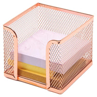 Rose Gold Desk Organizer Set for Home Office Supplies and Accessories, Includes Mesh Wire Pen, Pencil, Business Card, Note, and Paper Clip Holders