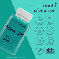 Alpha GPC Choline 300 Mg - 120 Vegetarian Capsules, Supplement for Focus & Productivity