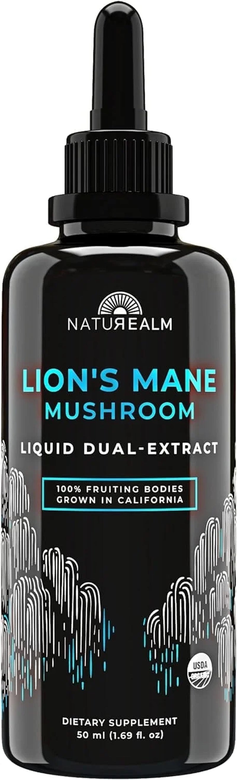 NatuRealm- Lions Mane Liquid Tincture - Organic Memory and Focus Supplement, 50 Ml