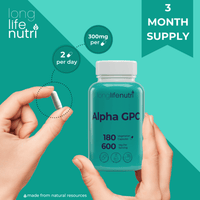 Alpha GPC Choline 300 Mg - 120 Vegetarian Capsules, Supplement for Focus & Productivity