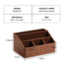 PU Leather Desk Organizer, Luxury Remote Control Holder for Home, Office Desk Accessories Table Caddy Bedside Nightstand Organizer (Brown)