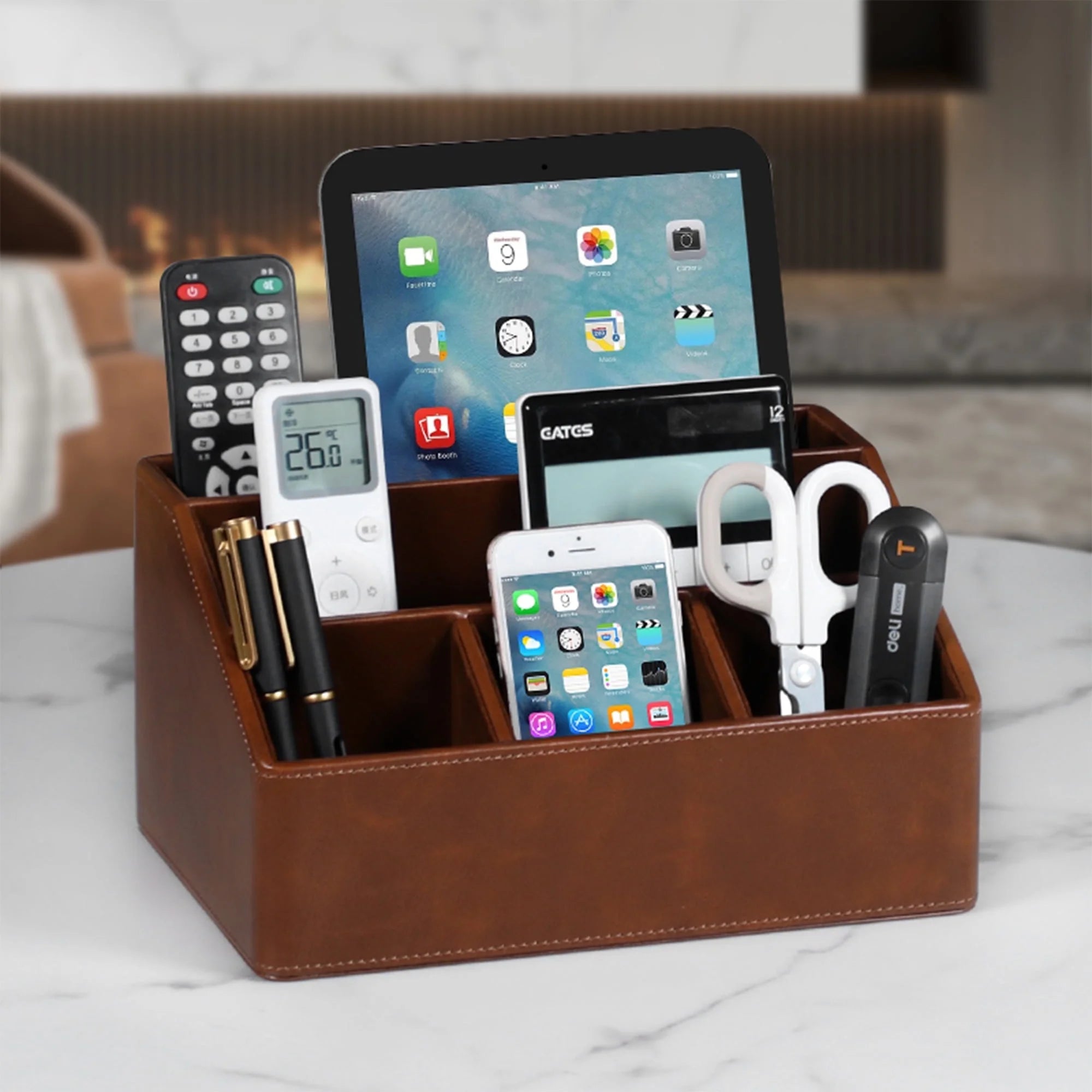 PU Leather Desk Organizer