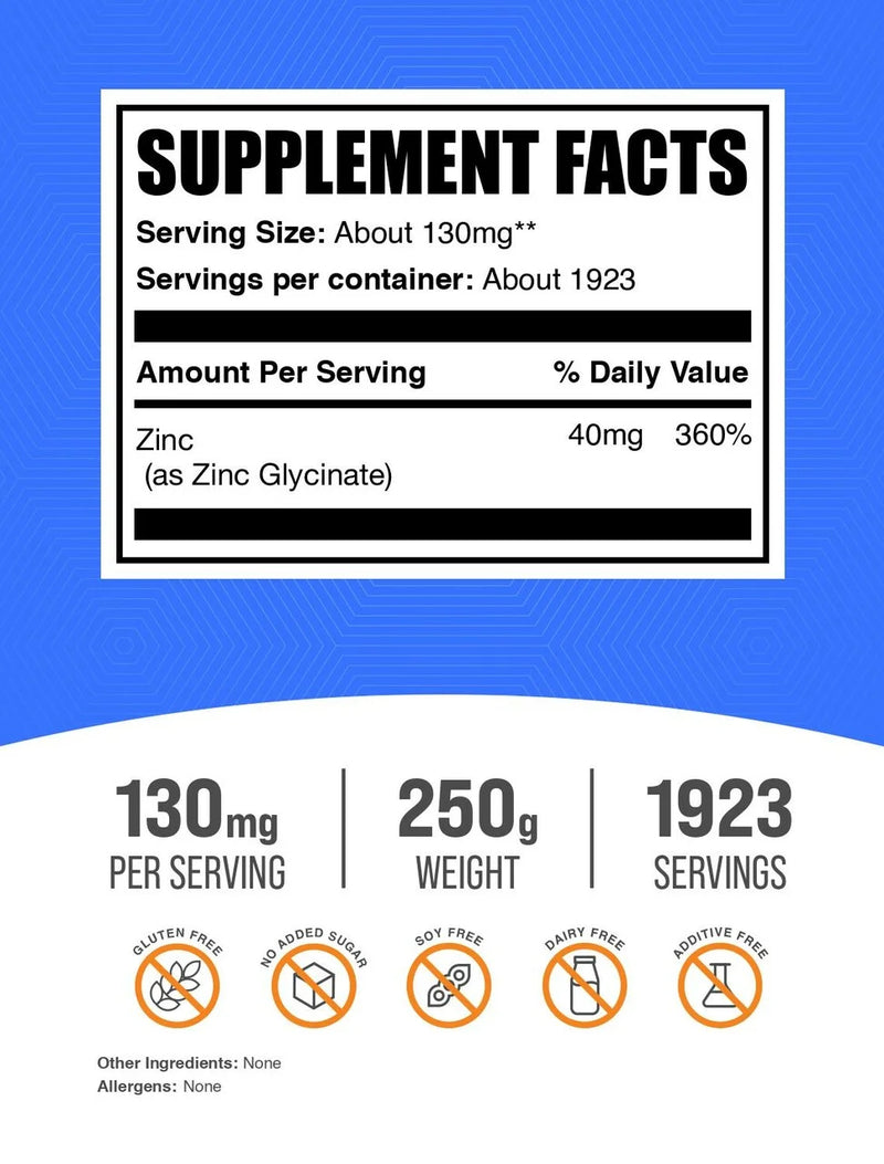 Bulksupplements Zinc Glycinate Powder