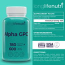 Alpha GPC Choline 300 Mg - 120 Vegetarian Capsules, Supplement for Focus & Productivity
