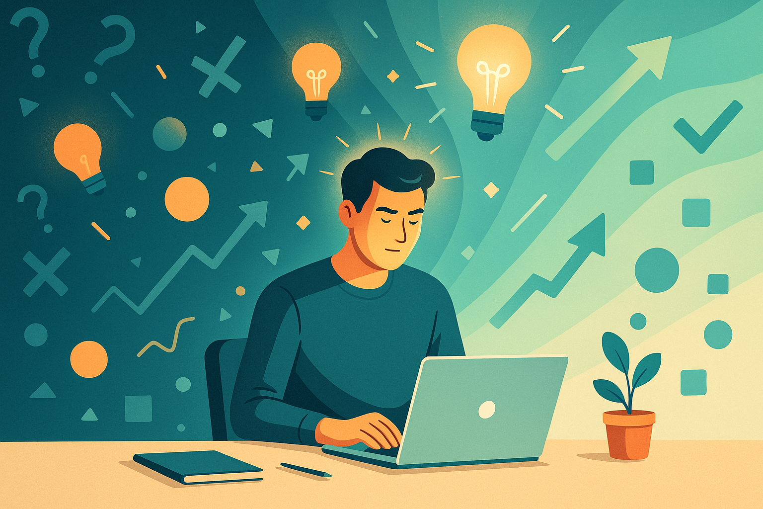 Generate an illustration of discovering the power of focus and productivity